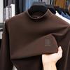 Men's Half High Collar Hoodie Autumn Winter Solid Color Print Warm Long Sleeve T-Shirt Commute Menswear