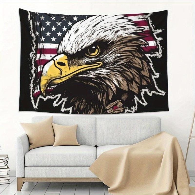 Retro bald eagle pattern Digital printing polyester wall tapestry suitable for use in living rooms bedrooms offices bars party