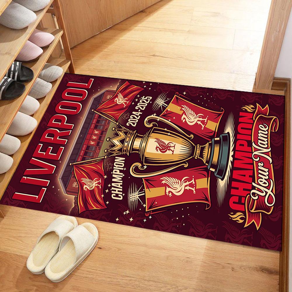 Liverpool Fc Personalized Name Floor Rug Office Rug Design For Game Room Hallway Bedrooms Living Rooms Antislip Carpet Anime Office Decor