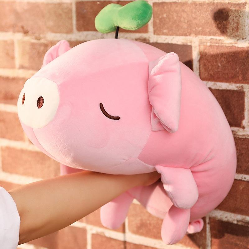 New Cute Down Cotton Sprouting Grass Pig Doll Plush Toy Children Girls Sleeping Comfort Doll Pillow Xmas Gift  Anime Plush