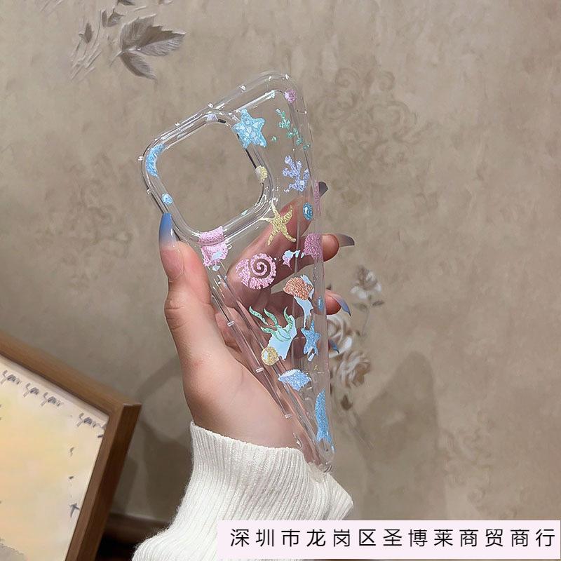 Color graffiti marine life transparent soft case for Apple 14 mobile phone case iPhone13/12/11 female 1516