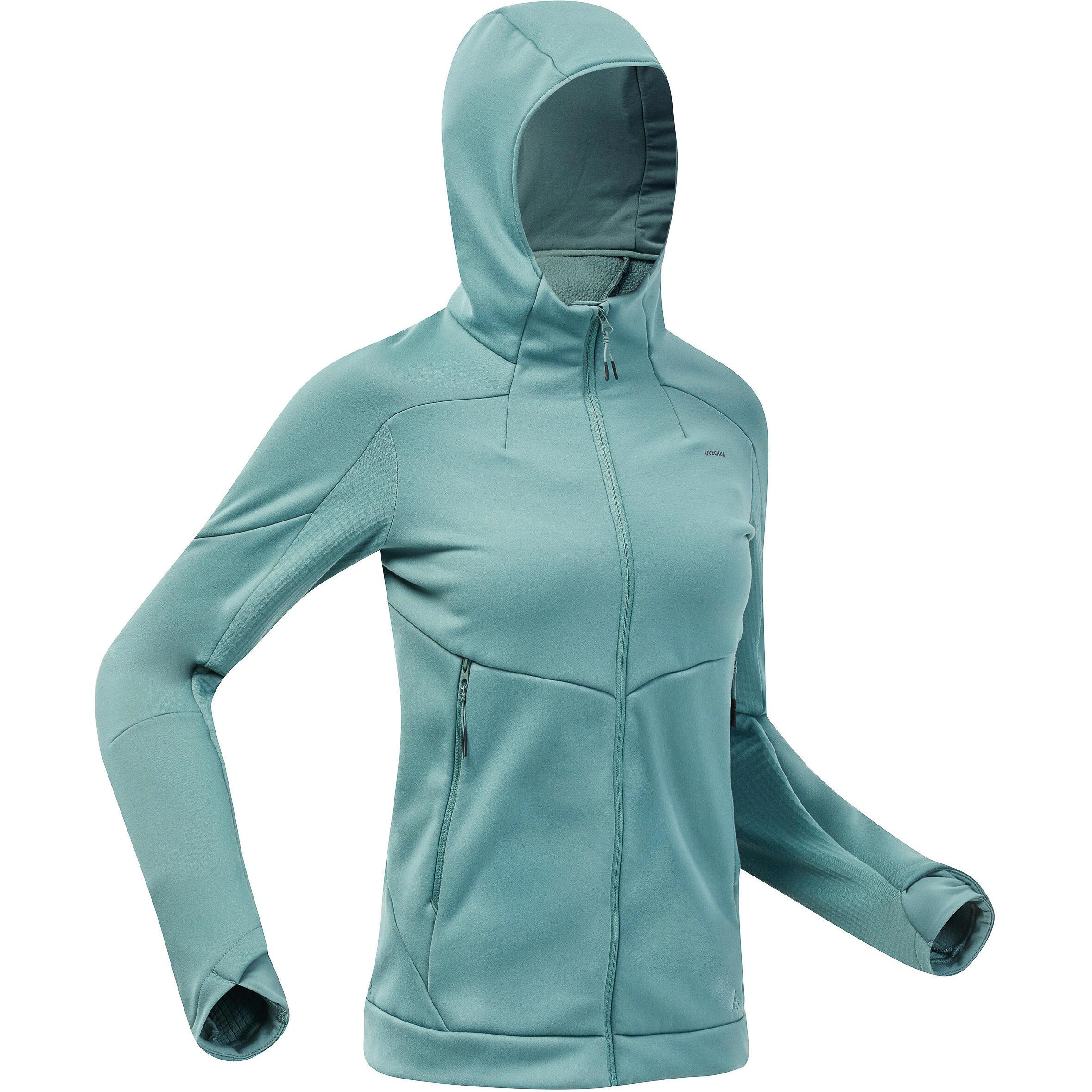 

DECATHLON MH500 Zip Hooded Hiking Fleece Warm Jacket Women s Pine Green XL сосна зеленый