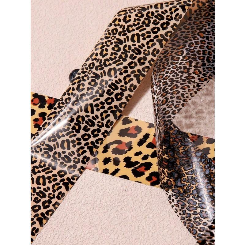 10pcs/Box Leopard Print Nail Art Transfer Foils Nail Accessories DIY Nail Stickers Nail Art Supplies
