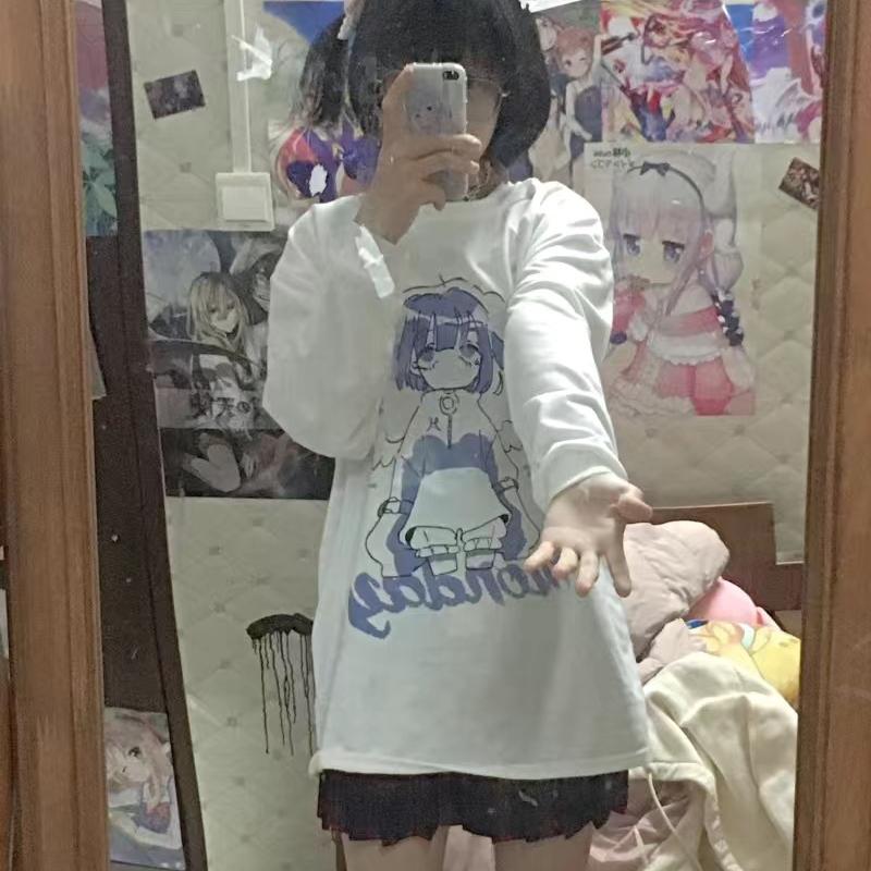 Kawaii аниме большие толстовки для женщин японский Harajuku милый мультфильм принт пара — фото 4