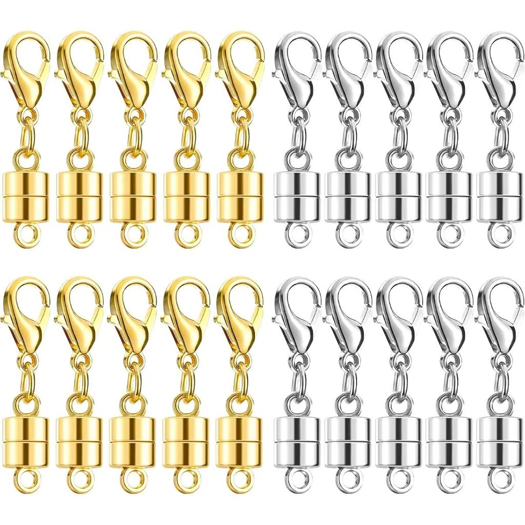 20PCS Gold & Silver Magnetic Clasps for Necklaces & Bracelets, Jewelry Closures by Buelkmag