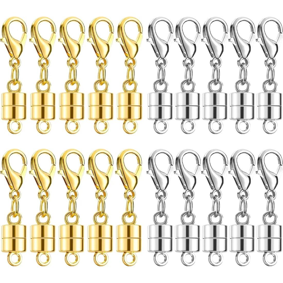 

20PCS Gold & Silver Magnetic Clasps for Necklaces & Bracelets, Jewelry Closures by Buelkmag