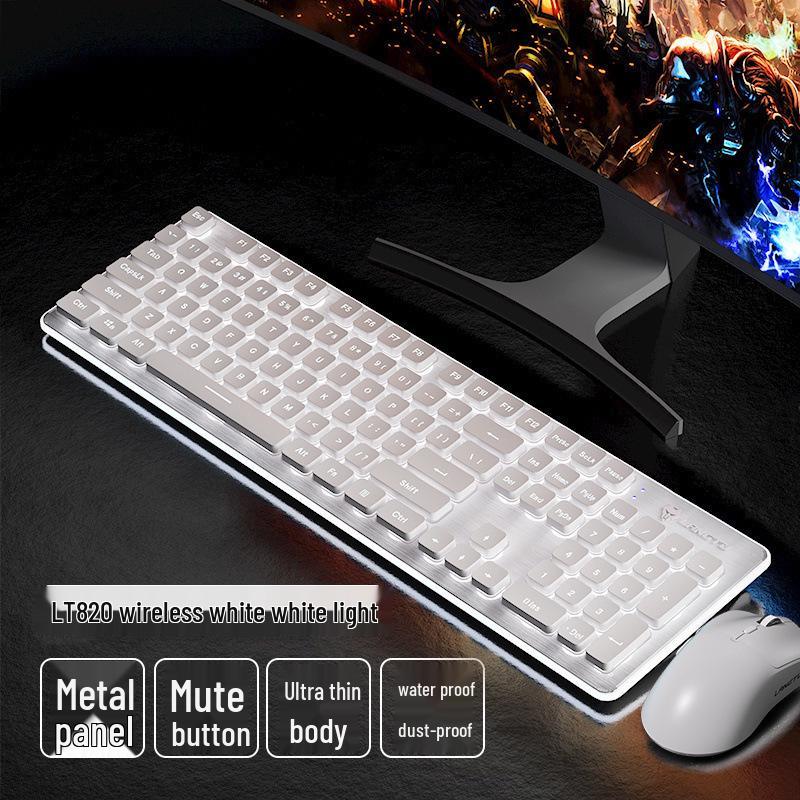 Ultra-Quiet Illuminated Mechanical Feel Wired Keyboard & Wireless Mouse Set for Office & Tablet Use