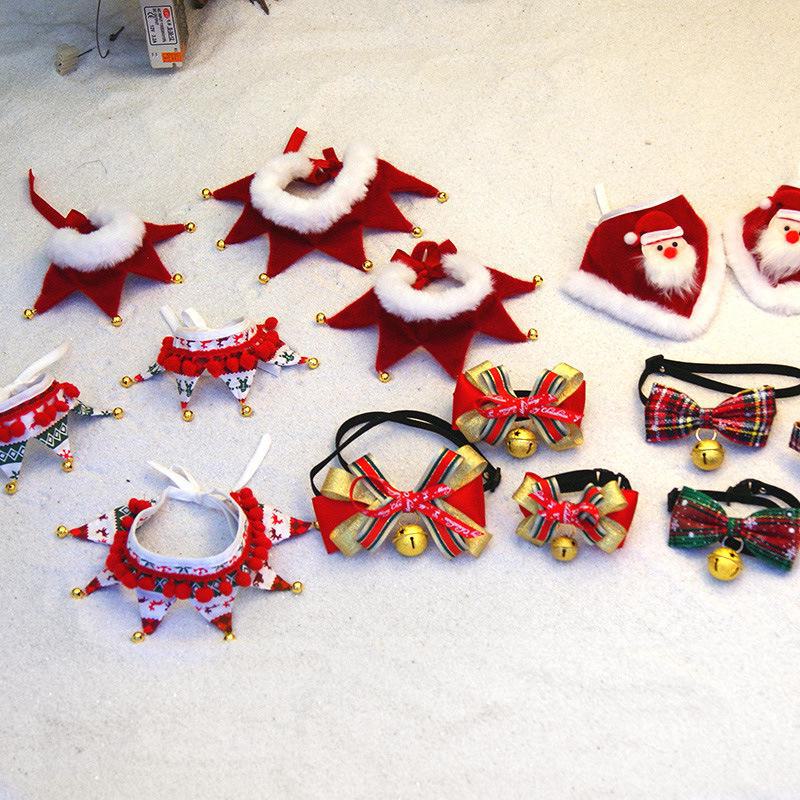 Pet Holiday Dress-Up Scarf with Bow Tie – Christmas & Halloween Dog/Cat Bib Decoration