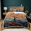 3pcs Bedding Set Featuring an Autumn Tree Landscape, Designed In a Bohemian Style. This Nature-Themed Quilt Set