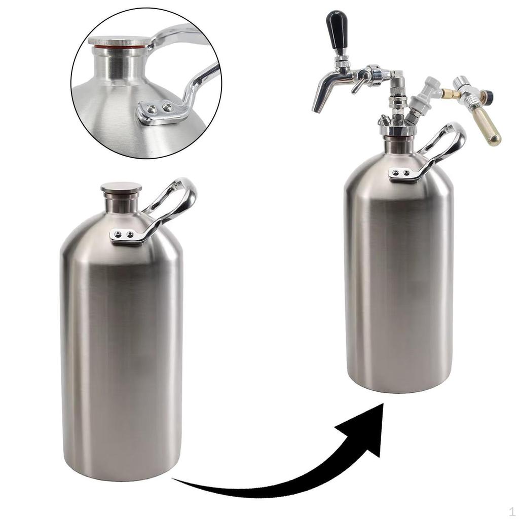 304 Stainless Steel Beer Growler Keg Home Brew Accessories Keep Fresh with Handle,