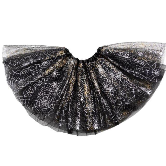 Kids Baby Girls Metallic Spider Web Tutu Skirt Led Light Up Princess Halloween Party Cosplay Carnival Flashing Ballet Dance Wear