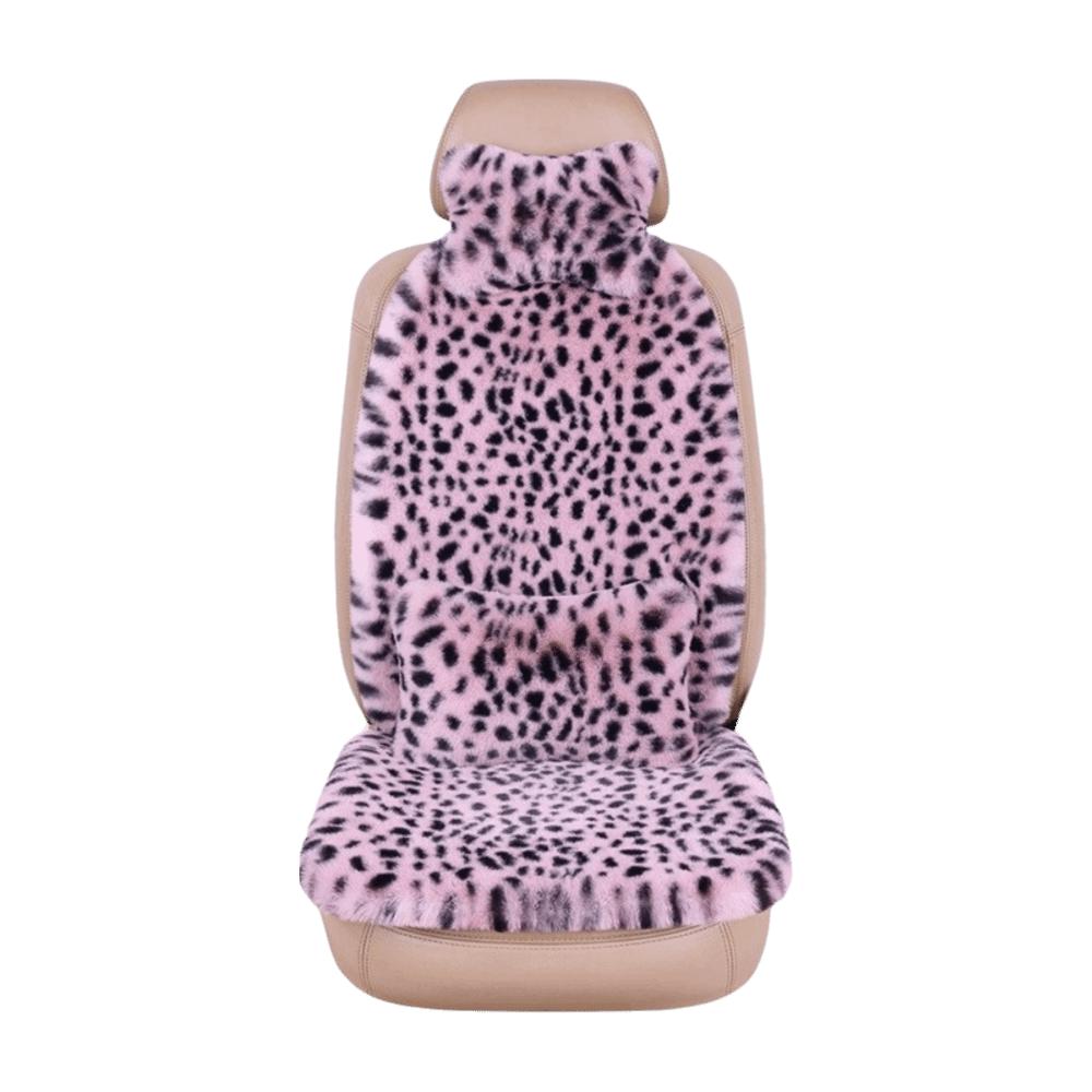 Rabbit Fur Rabbit Fur Car Pad Non-slip Plush Seat Cushion Leopard Print Seat Cover Cushion Front