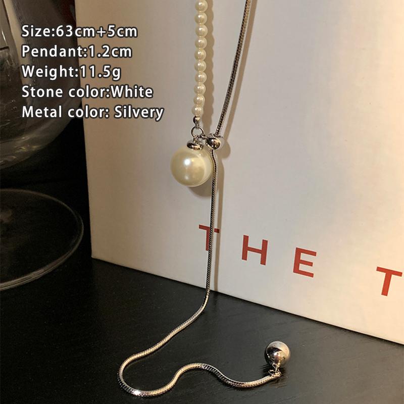 

2026 New Design Pearl Pulling Snake Bone Chain Long Necklace For Womens Girls Fashion Accessories Sweater Chain Party Jewelry