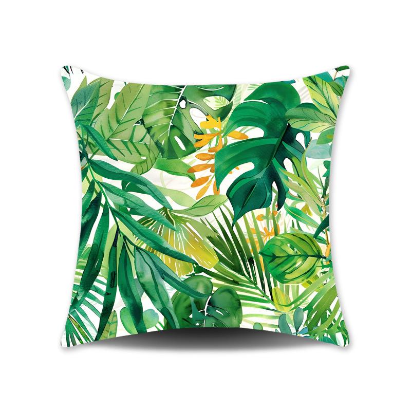 Green Leaves Plush Cushion Cover for Sofa or Bedroom