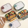 1300ml Plastic Lunch Box with Tableware for Office Microwave Oven Workers Students Divided Bento Box Leakproof Food Container