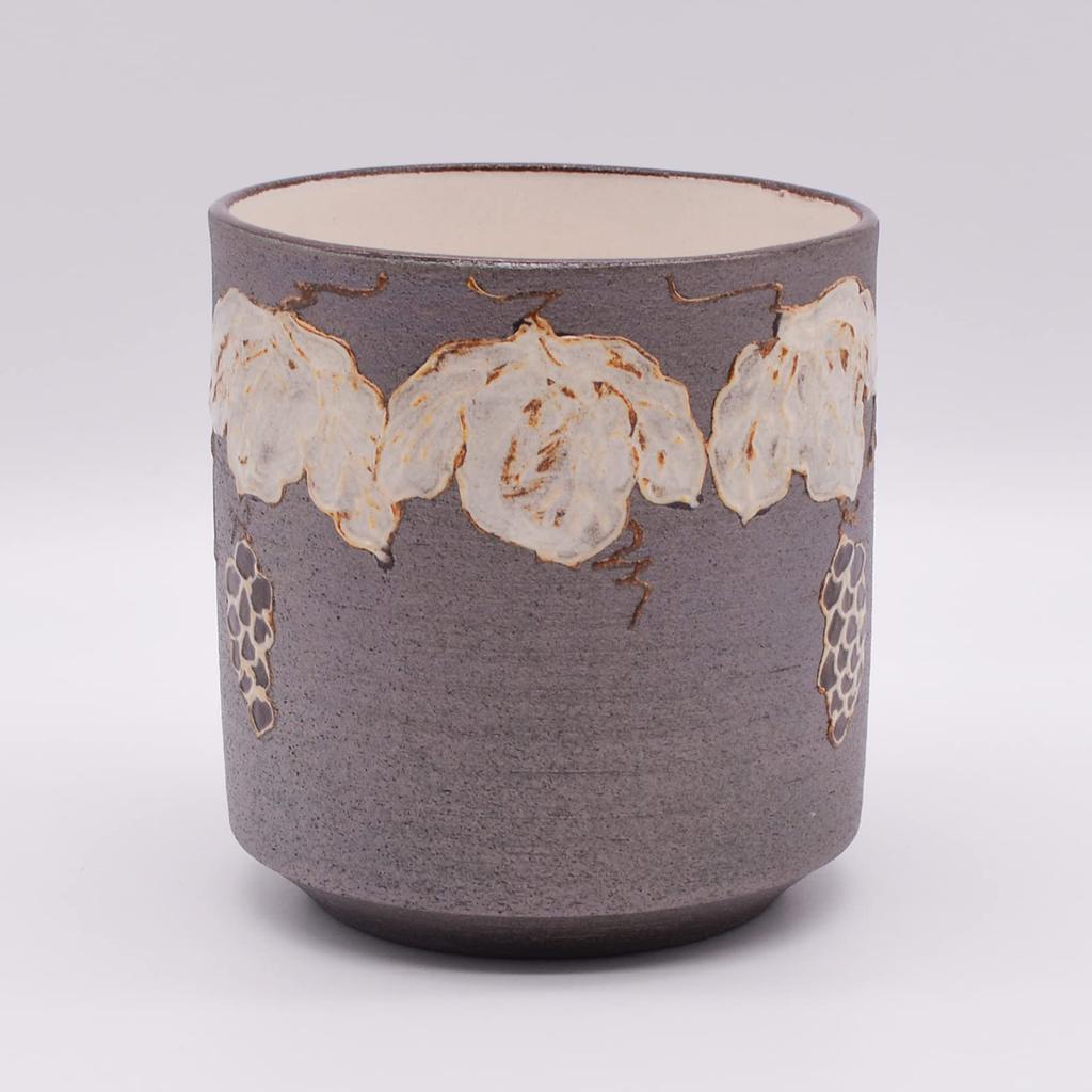 Maeken Kyo-yaki, Kiyomizu-yaki, Seiho-gama Mug, 200ml, Grape Design, Made in Japan, Brown, 256715