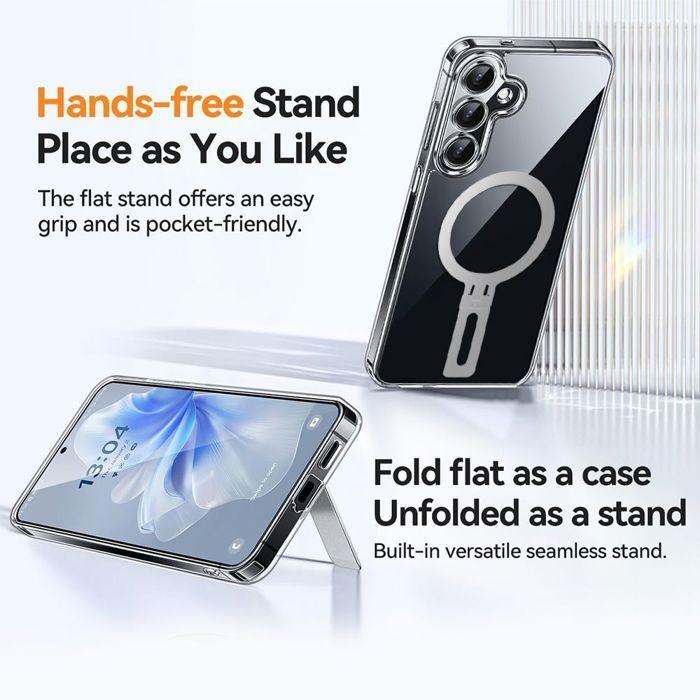 Coque pour Samsung Galaxy S26 Ultra, Antichoc Silicone Transparent avec Support Argenté Réglable