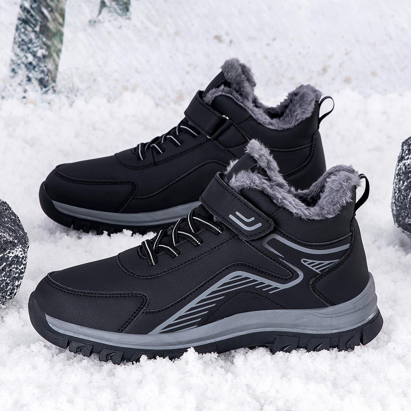 

Men s Waterproof Snow Boots with Plush Lining, Anti-Slip and Wear-Resistant Sneaker Sole, Warm Winter Casual Boots 39