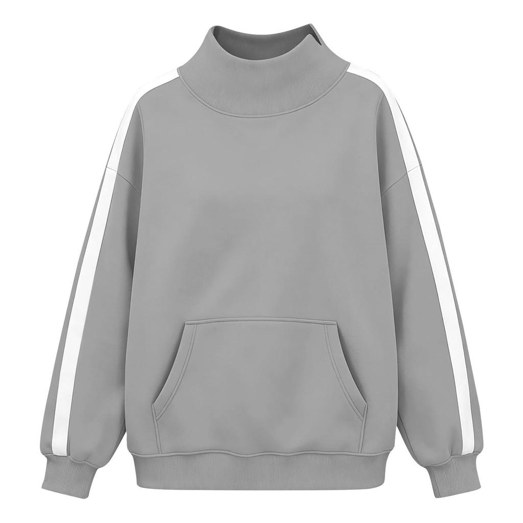 Women's Casual Relaxed Fit Long Sleeve Mock Neck Hoodie