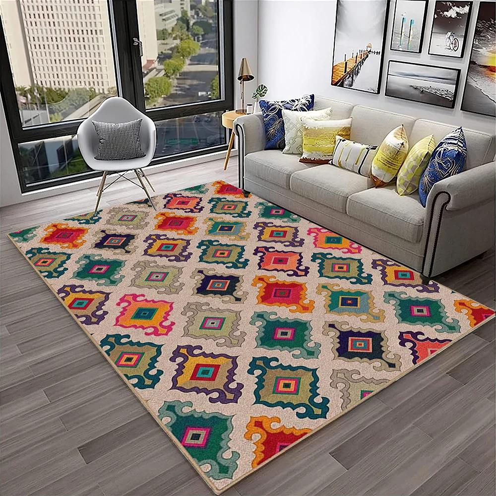 Persian Turkey Bohemian Flower Carpet Rug for Home Living Room Bedroom Sofa Doormat Kitchen Decor,Area Rug Non-slip Floor Mat