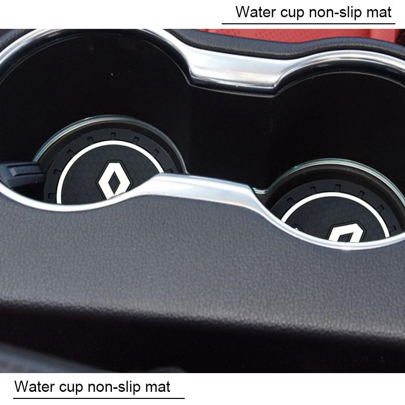 2Pcs Car Anti Slip Coaster Anti-noise Water Cup Pad Cushion Car Accessories For Renault Dacia Koleos Clio Laguna 2 Megane 2 3 Duster Logan