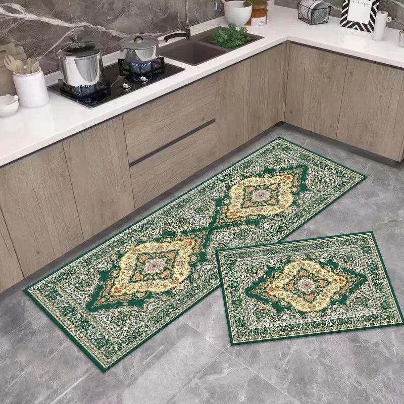 

2шт кашемировый коврик для пола кухни с моющейся спинкой для входной двери дома, длинный полосатый ковер, нескользящий впитывающий коврик для ног 40X60 40X120CM