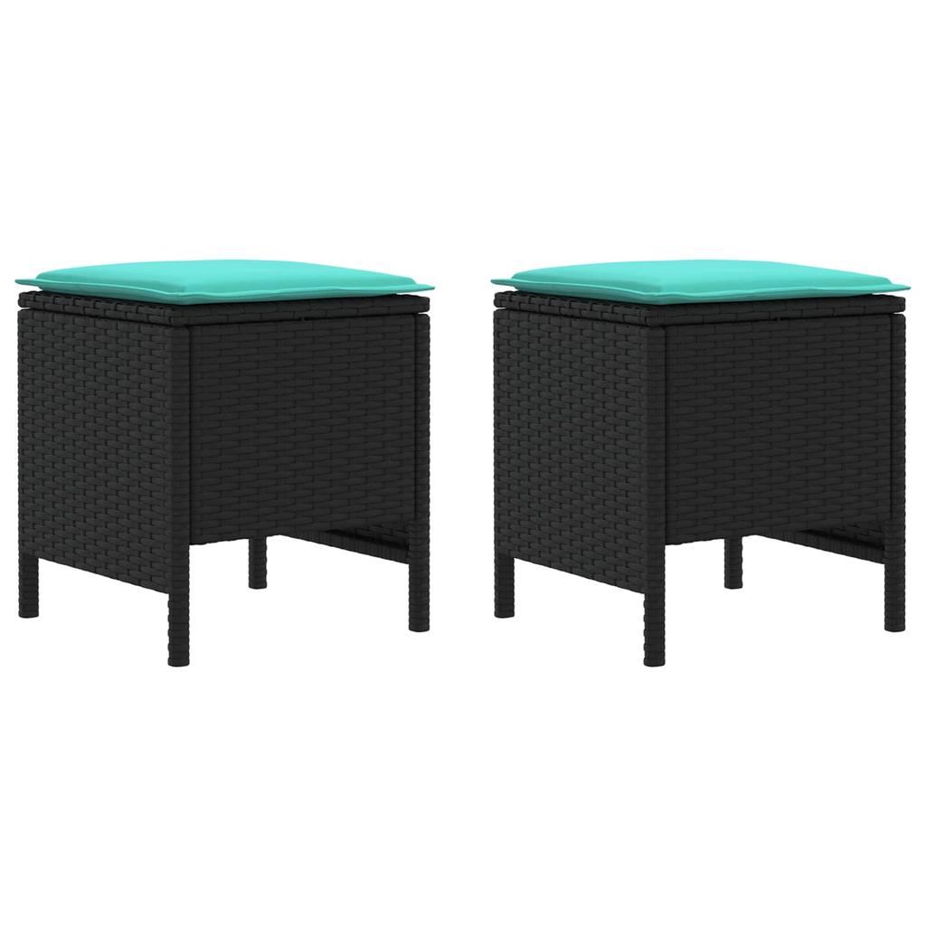 Garden Footstool 2 pcs Black and Turquoise 38 x 38 x 45 cm