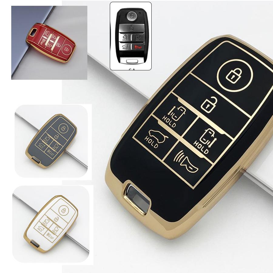 

Soft TPU Car Key Case Frame with 6 Buttons for KIA Sorento Sedona 2020- Grand Carnival 2019- Keychain Fob Case Accessories