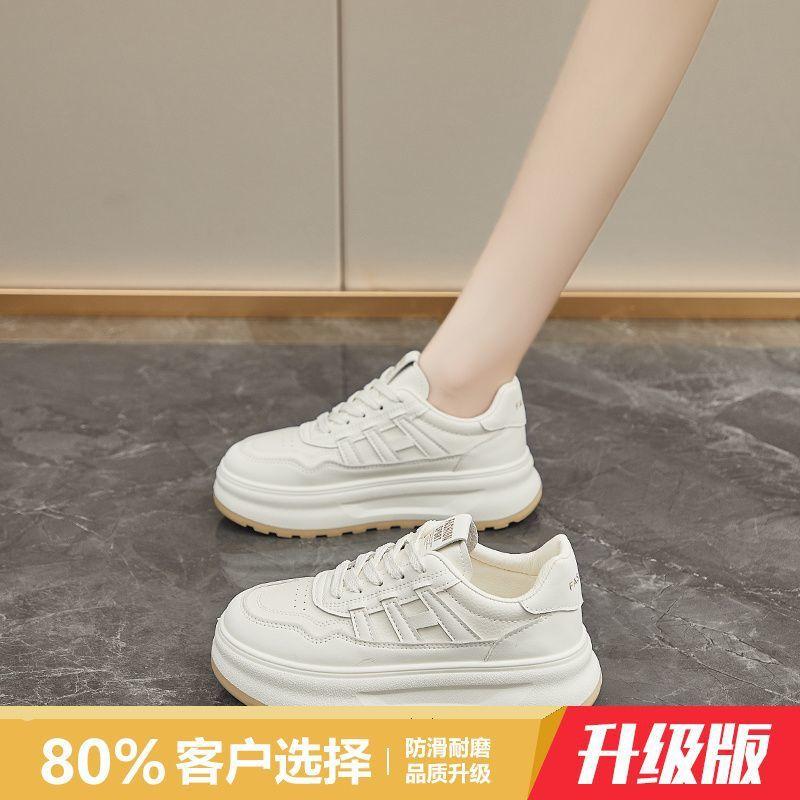 Thick-soled Muffin Little White Shoes Women's 2025 Autumn New Versatile Breathable Board Shoes Heightening Sports and Leisure Student Women's Shoes