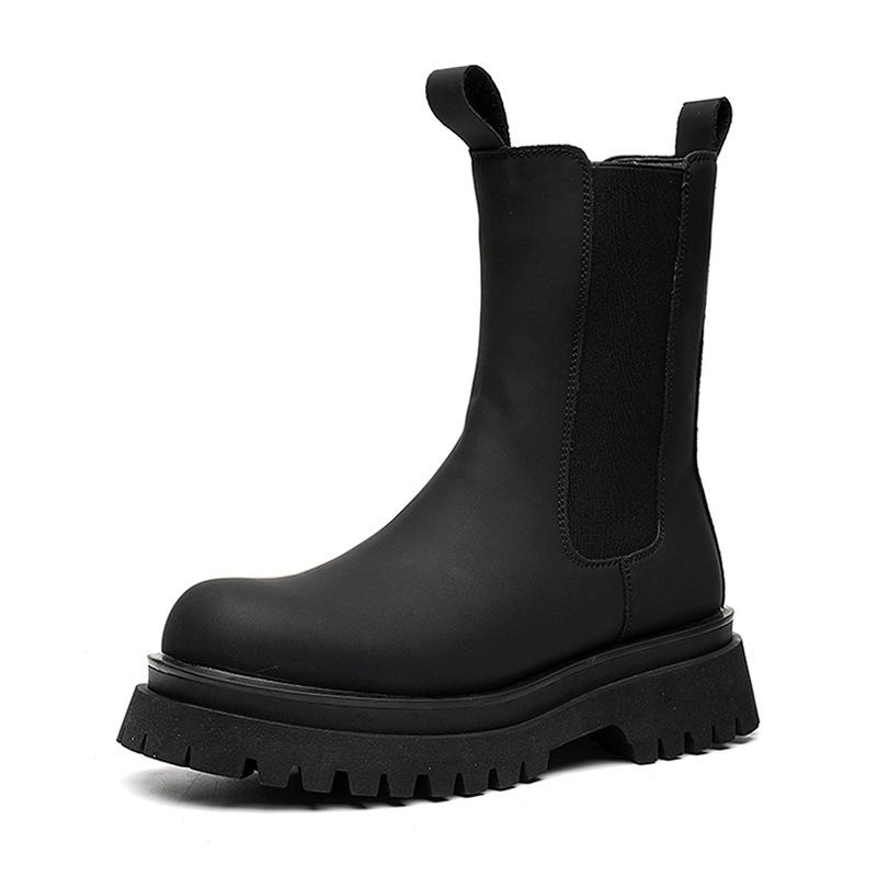 men luxury fashion platform boots original leather shoes high chelsea chunky boot stage nightclub dress motorcycle chimney botas