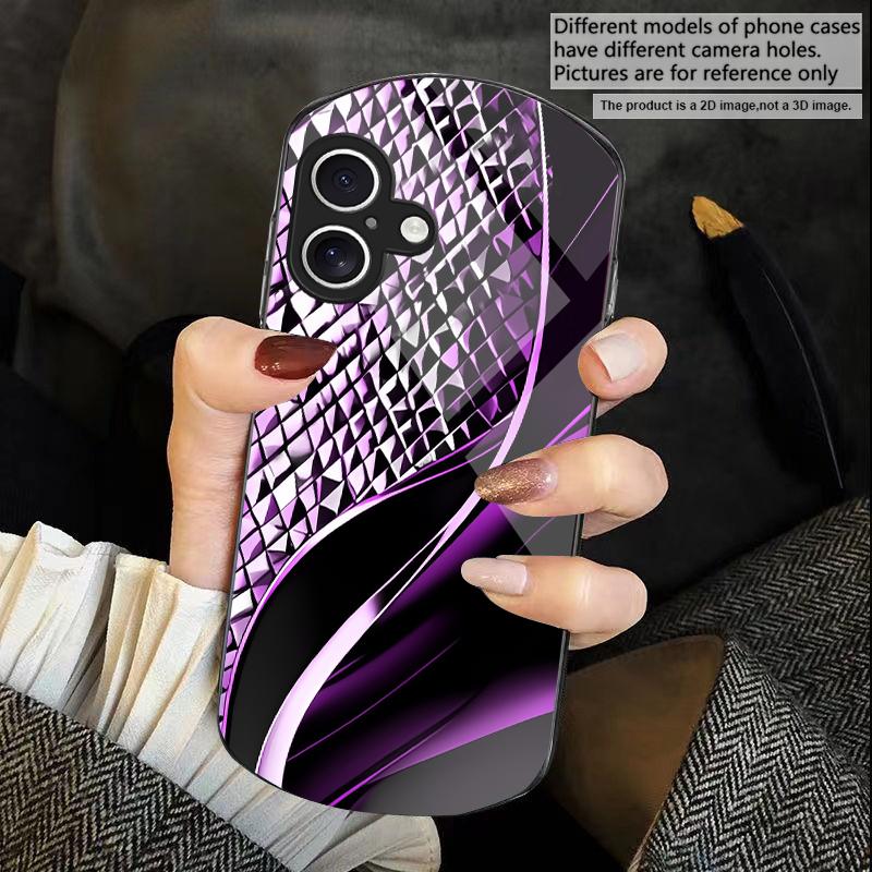 Abstract Geometry Art For iPhone 17 16 15 14 Pro 13 Plus 12 Mini 11 Pro Max XR X S 7 8 Elliptical Tempered Glass Phone Case