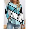 Gradient Stripe Print Autumn Long Sleeves Women's T-shirts Fashion Casual Tops Daily Loose Crew Neck Women Clothing