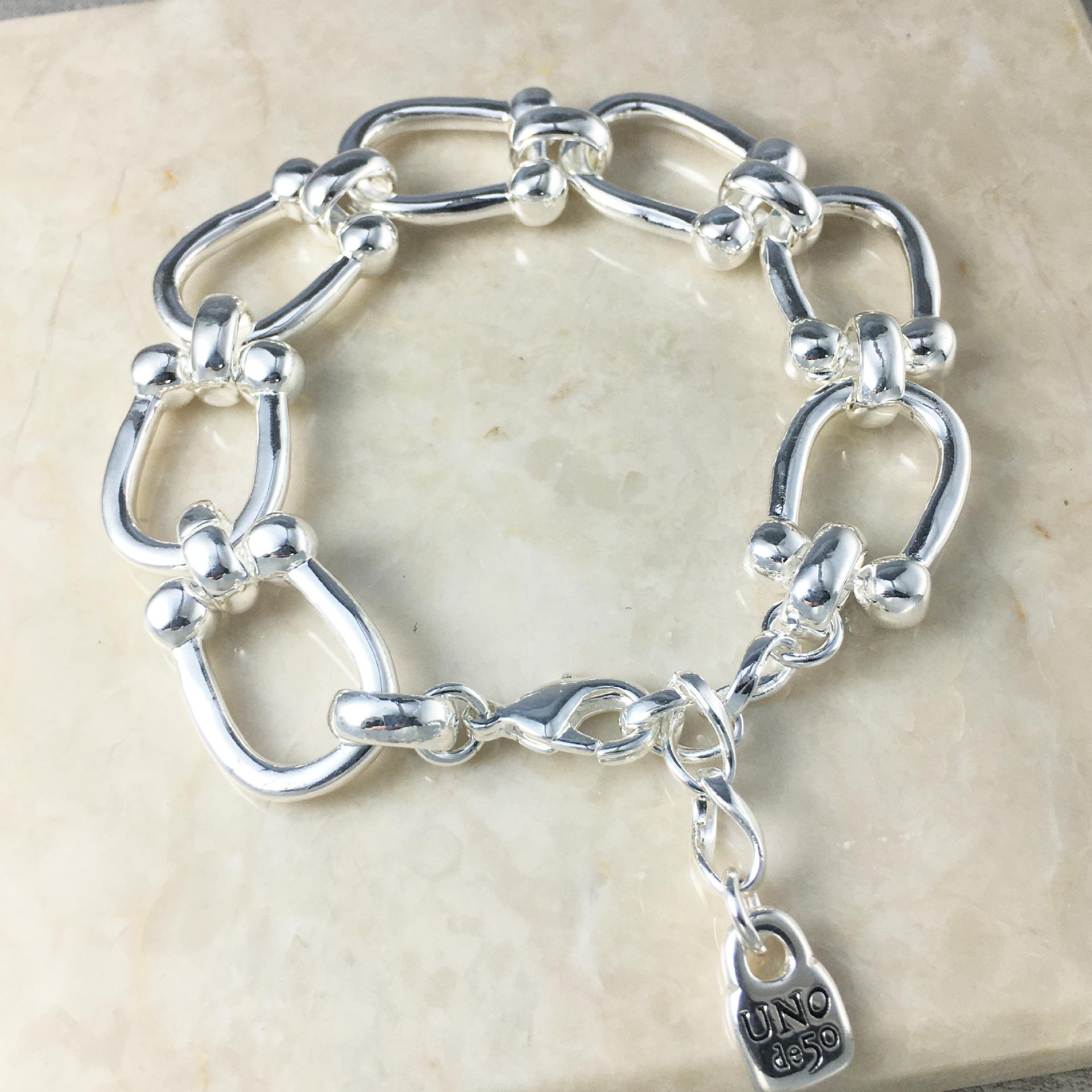 UNOde50 U-Shaped Chain Bracelet Necklace: Light Luxury Spanish Jewelry 18+3 cm