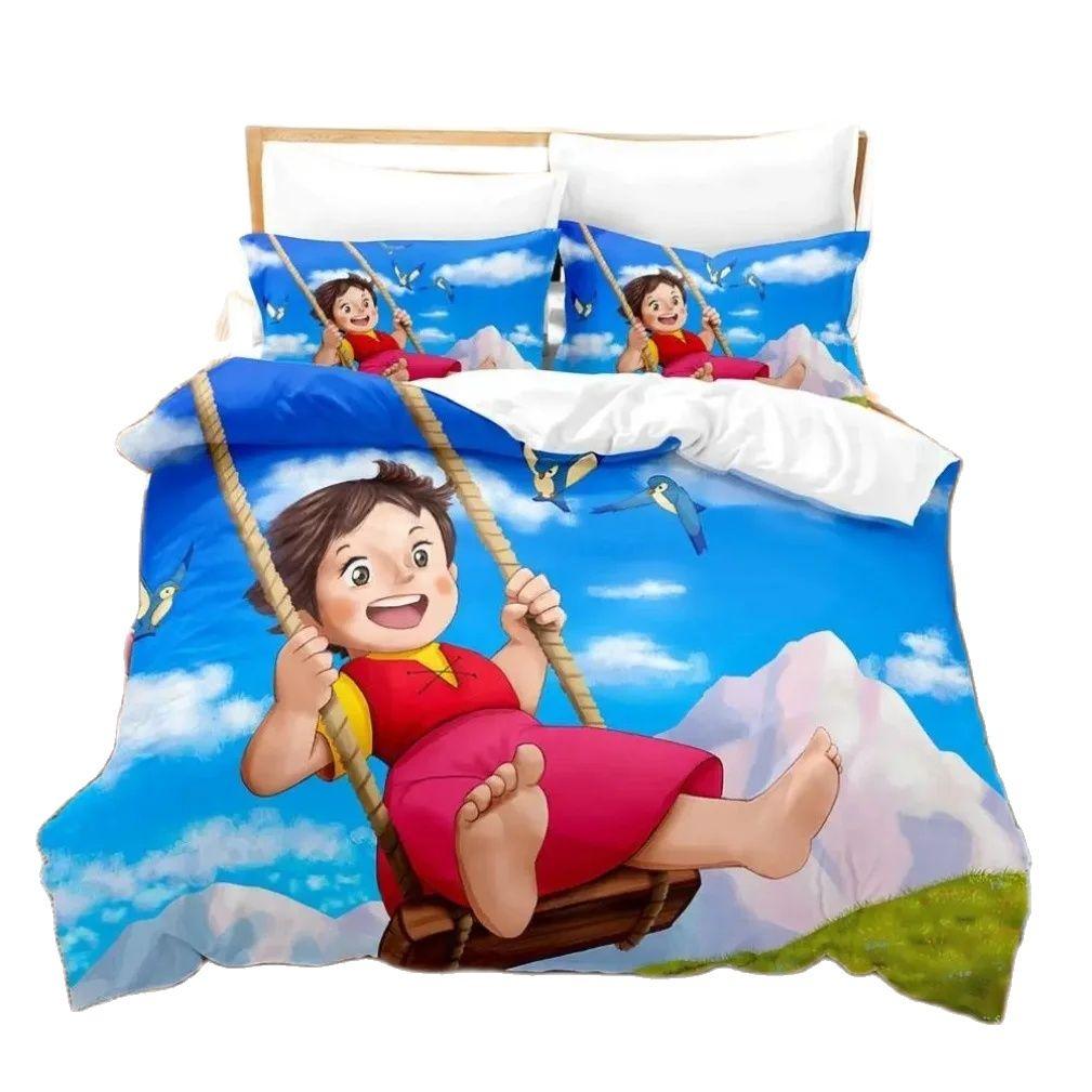 Ložní souprava Alpy, Ložní souprava Heidi Jednolůžko Twin Full Queen King Size, Kreslený potisk Přikrývka Dekorace ložnice