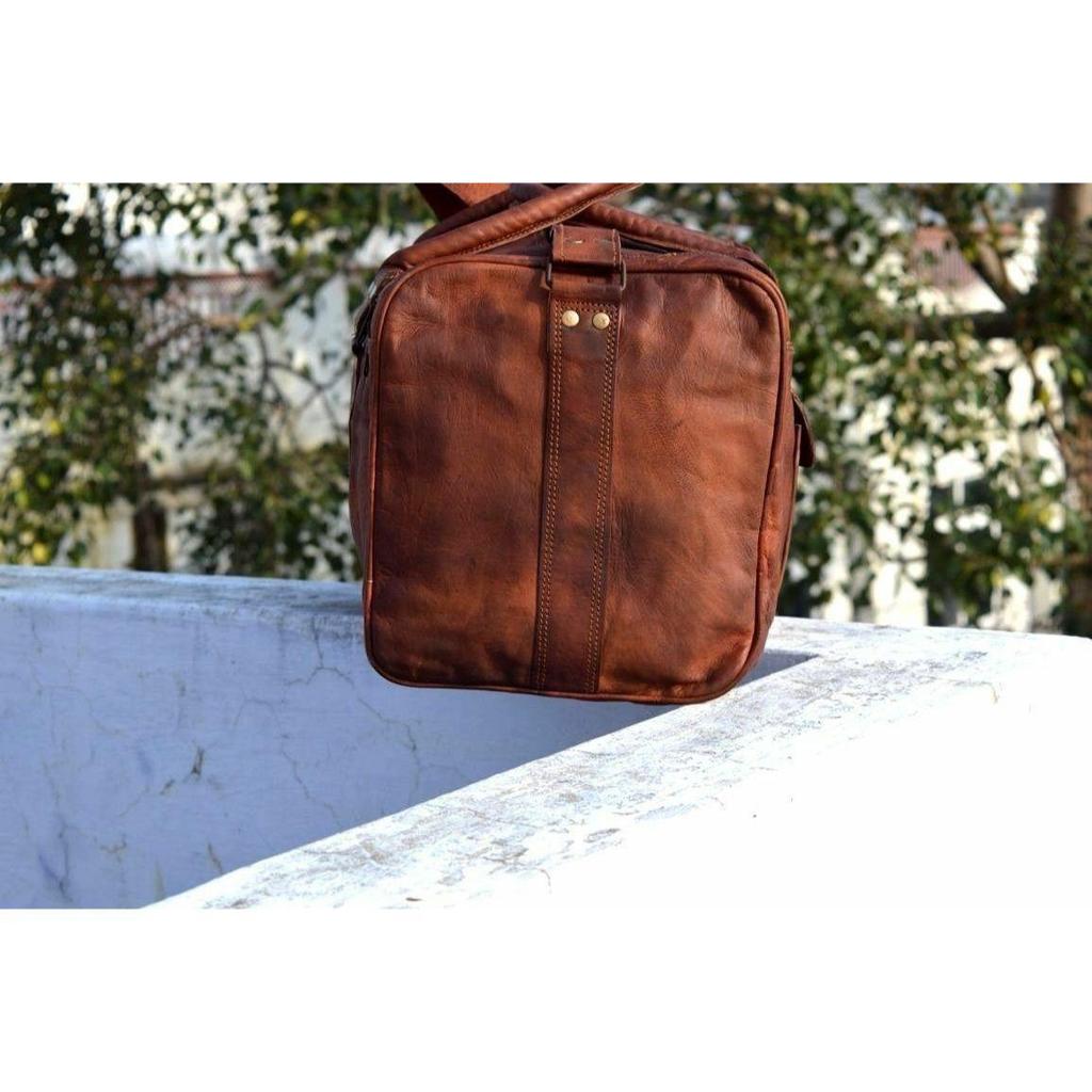 Bag Leather Travel Men Duffel Luggage Gym S Vintage Weekend Brown Genuine New