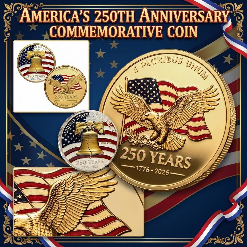 United States 250 Years Commemorative Coin 1776-2026 Liberty Bell and Eagle Design Collectible Coin Limited Edition