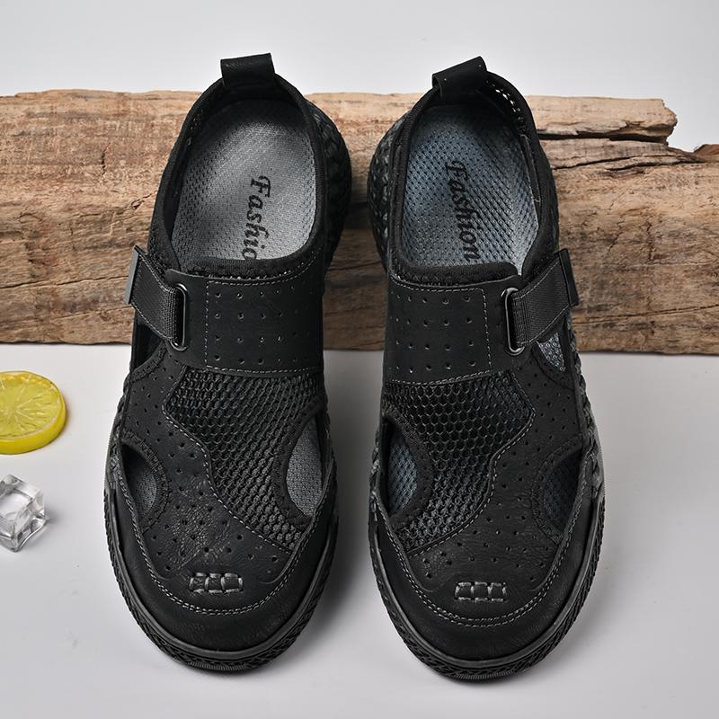 Fashion Handmade Mesh Cloth Casual Shoes for Mens Classic Men's Sandals Summer Outdoor Walking Male Sneakers Breathable Hollow Out Flats