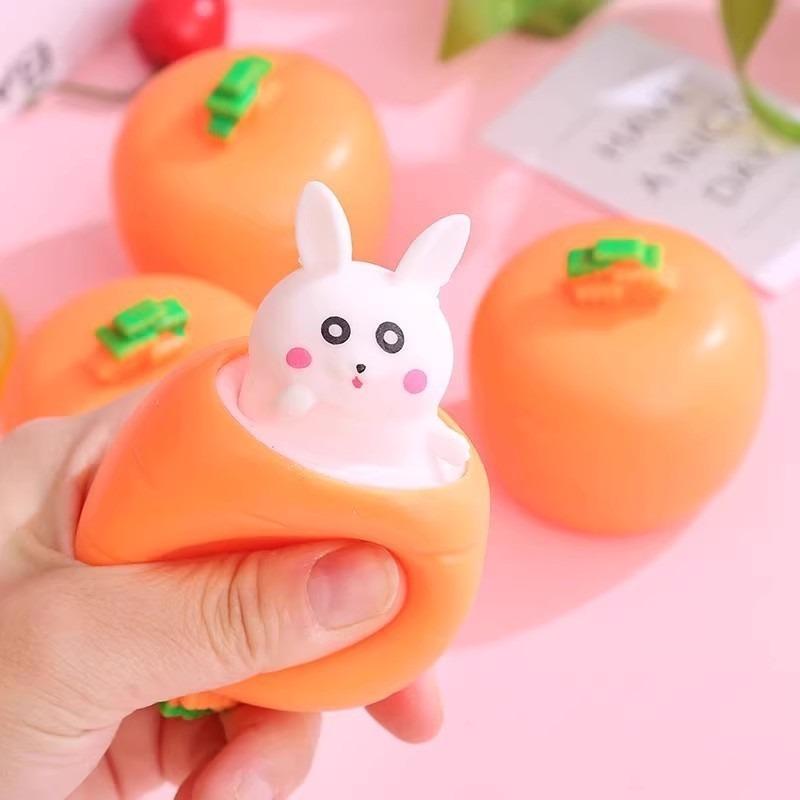 Stress Relief Squishy Carrot Rabbit Radish Cup Squeeze Telescopic Pop Up Music Pinch Toy Creative Birthday Gift Fidget Toys