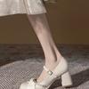 Fairy gentle high heels female 2025 new thick heel wedding shoes bridesmaid with dress skirt Mary Jane women's shoes