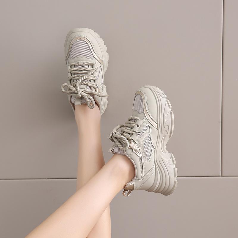 Dad shoes girl spring and autumn new student Korean version ins trendy platform single shoes sports casual simple fashion shoes 2025