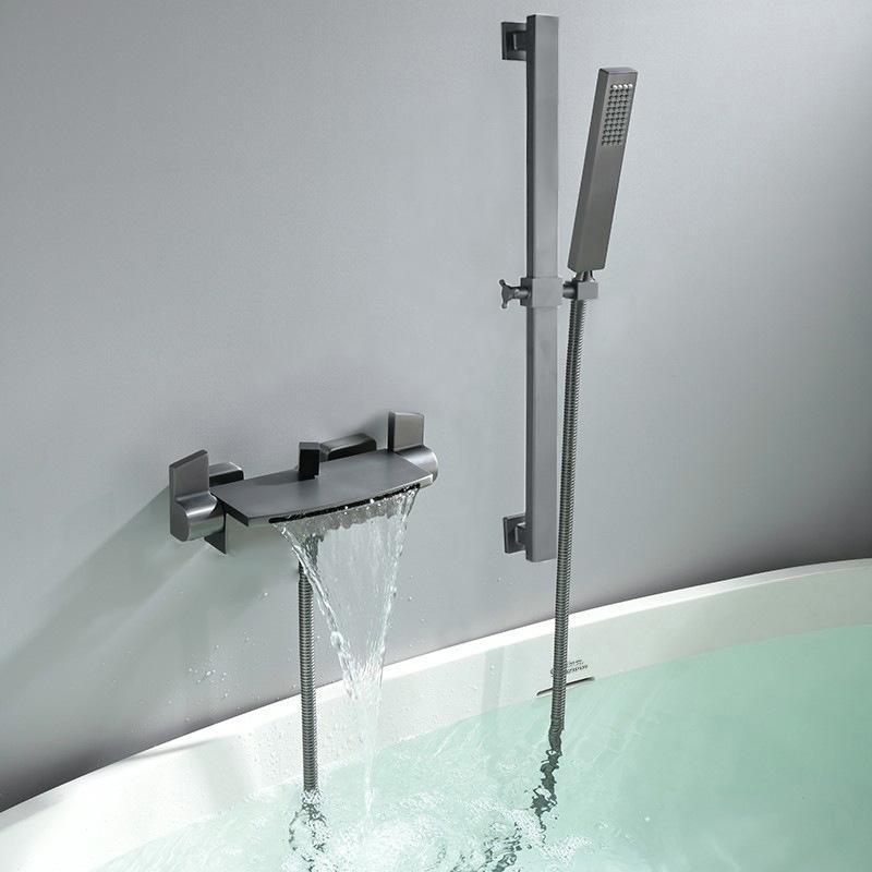 Waterfall Wall-Mounted Bathtub Faucet with Concealed Hot/Cold Shower Head Set