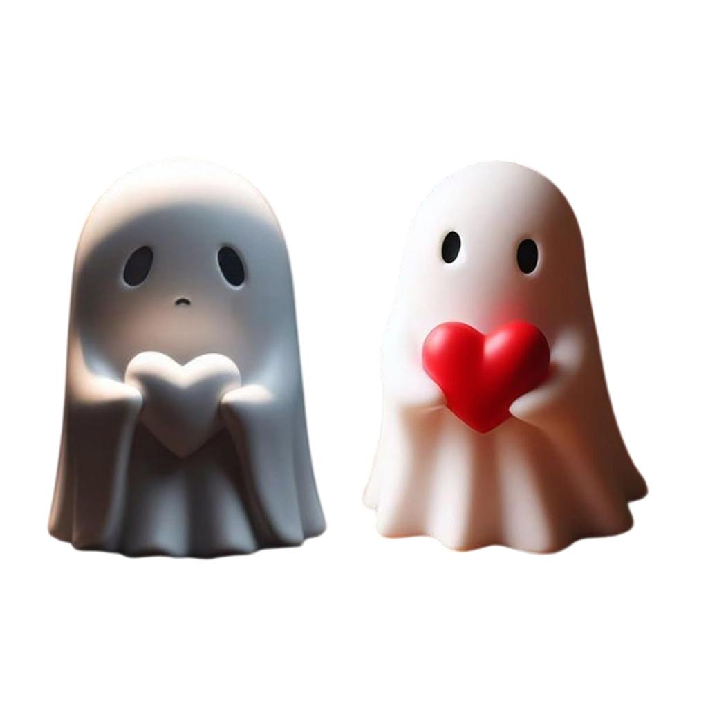 Slavnostní miniaturní kreslená figurka ducha ve tvaru srdce pro halloweenské dekorace Skvělá pro dekoraci stolu a pokoje