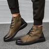 Brand New Winter Men Work Boots Fashion Lace-up Ankle Boots Designer Leather Warm Plush Men Boots Autumn Outdoor Men Shoes