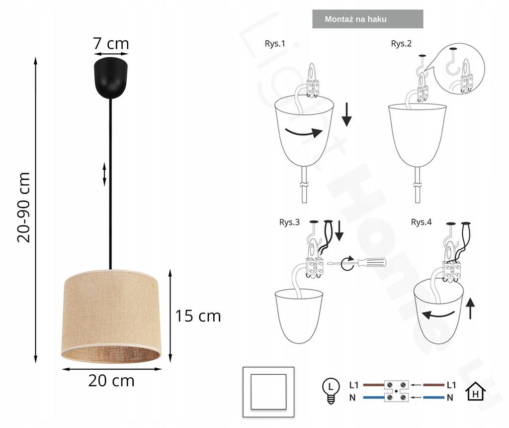 Hanging Lamp, Ceiling Chandelier, Lampshade 20 Cm