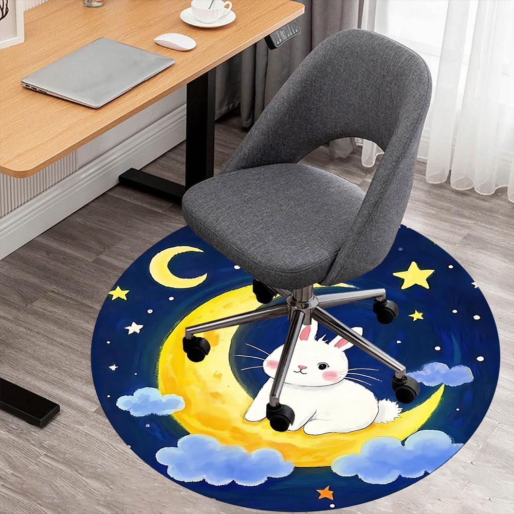 

1pc rabbit moon Round Chair mat office Area Rug - Non-Slip, Floor Mat for Office, Bedroom, and Indoor Decor p127109 80cm by 80cm