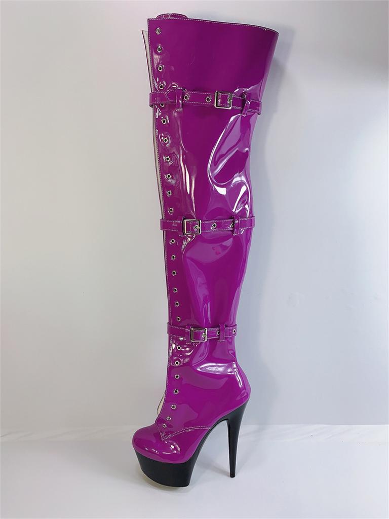 15Cm Direct Sales Round Head Adhesive Sole Comfortable Fashion Boots Autumn Banquet Black High-top Stiletto