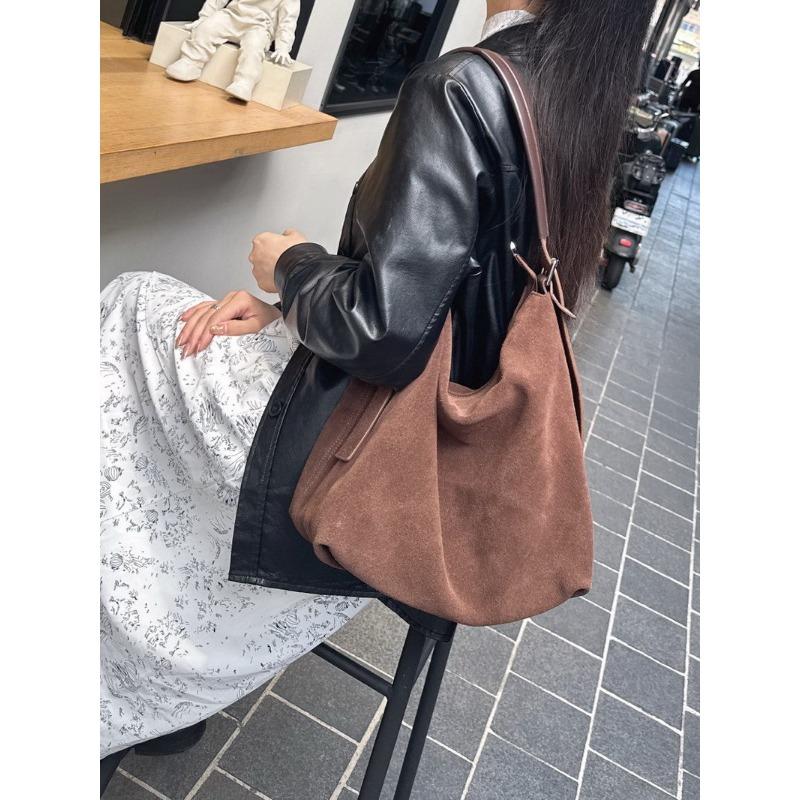 Neue Leder Kuhleder Wildleder Premium Tragetasche Hobo Schulter Umhängetasche Damen Tasche Große Kapazität