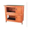 Small Animal Hutch - Divit - 2 Stories with Ramp - Solid Fir Wood - Hinged Roof, Removable Tray