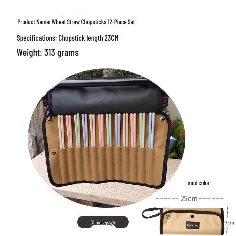 304 Stainless Steel Camping Cookware Set with Storage Bag, Chopsticks, Spoon, Fork, and Table Knife