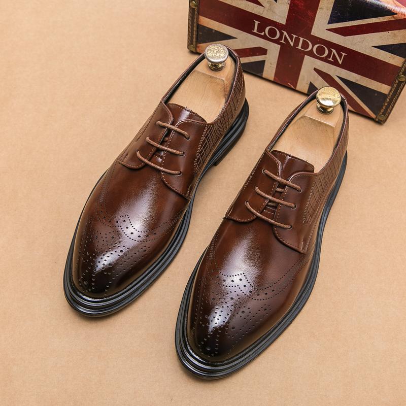 Summer Brock British style suit wedding groom business dress casual heightening leather shoes brown